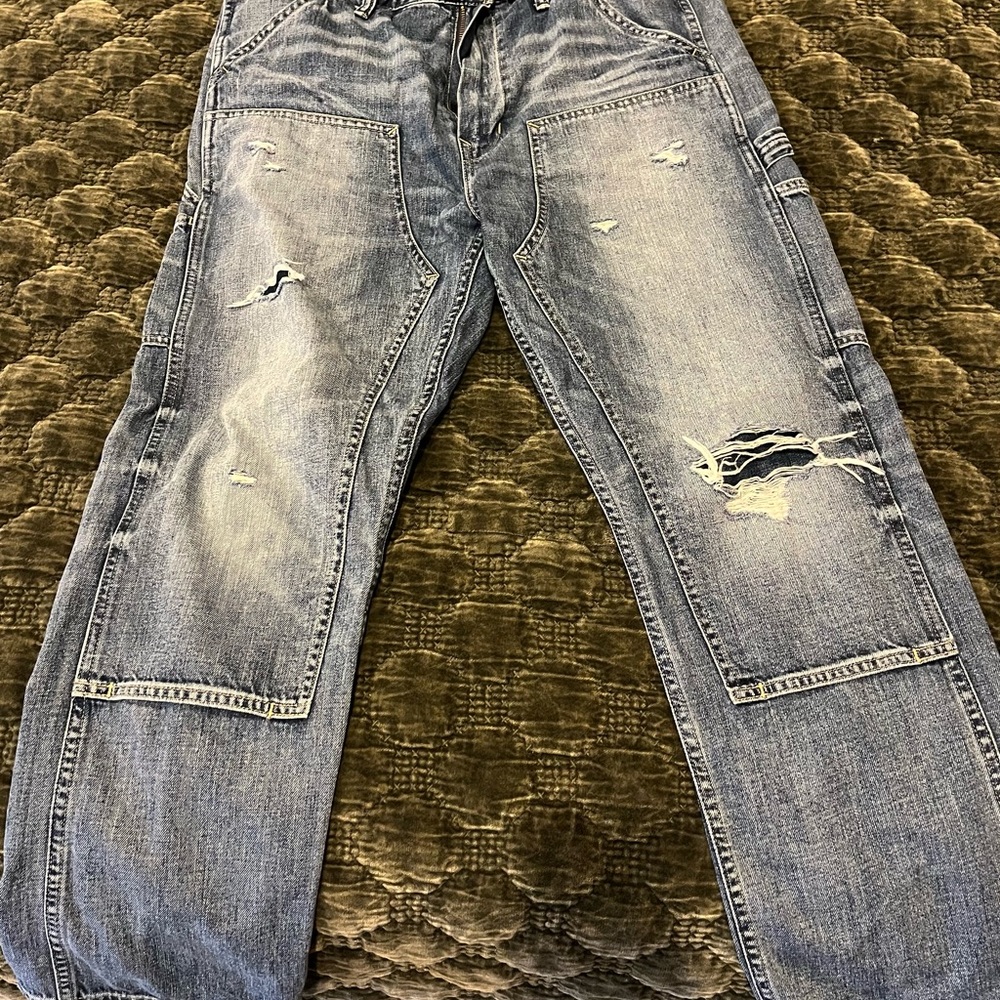 Men’s Distressed Straight Leg Jeans 33 X 30